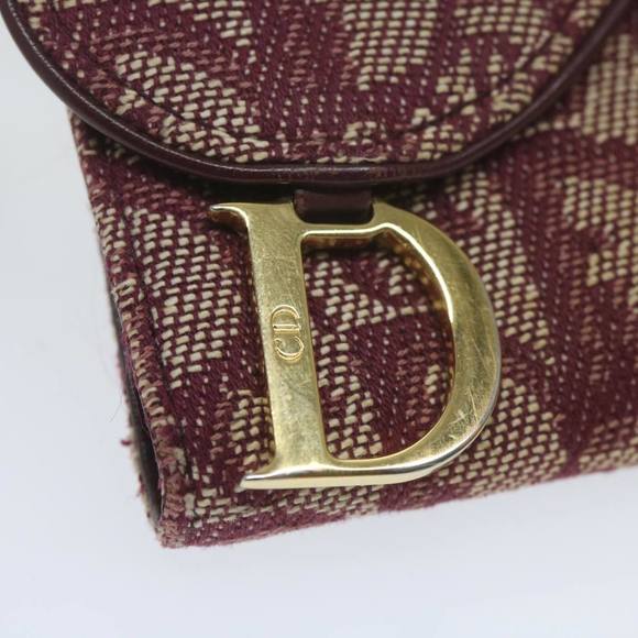 Christian Dior Trotter Canvas Saddle Wallet Red Auth ai709 - Picture 7 of 16